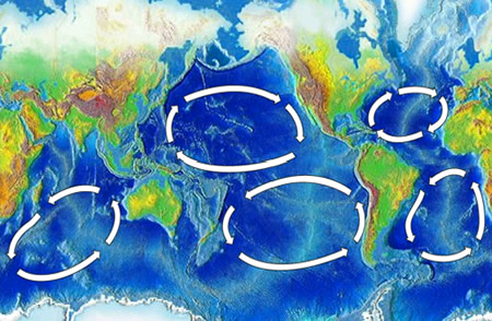 les principaux gyres océaniques