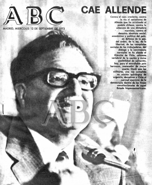 Une du Journal espagnol ABC (favorable à Franco et Pinochet)