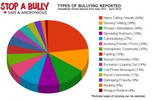Statistics about the types of Bullying