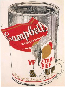 Andy Warhol, Boîte de soupe Campbells à la grande déchirure.