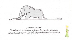 Boa Constrictor Digesting Elephant Drawing 2 from The Little Prince 1