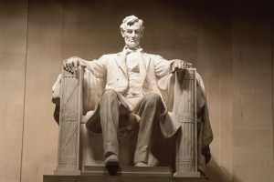 ca. 1915-1922, Washington, DC, USA --- Daniel Chester French sculpture (ca. 1915-1922) of Abraham Lincoln in the Lincoln memorial in Washington DC. --- Image by © Bernard Annebicque/CORBIS SYGMA