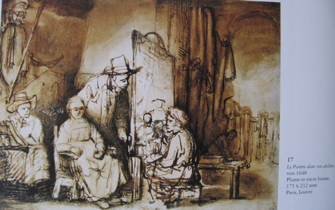 Atelier de Rembrandt dessin plume encre brune vers 1648 Louvre