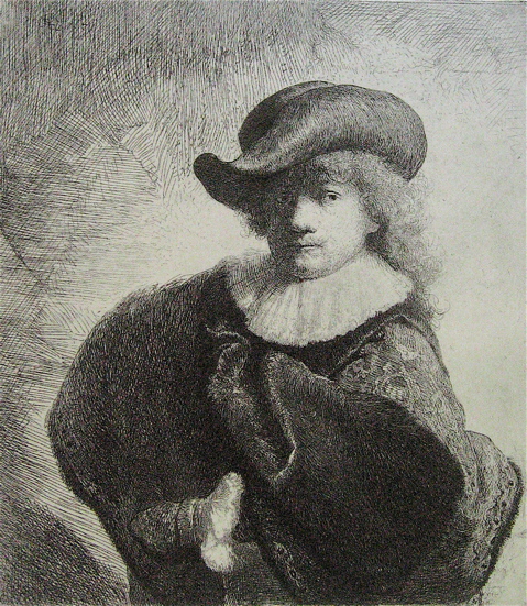 Autoportrait au large chapeau 1631 -1333, 15x13mm  Rijksmuseum