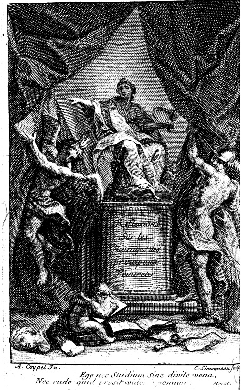 Simonneau Frontispice Abrege de la vie des peintres Roger de Piles 1699