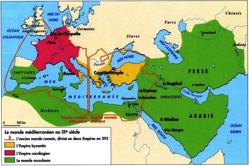 carte du monde méditerranéen au 9e siècle