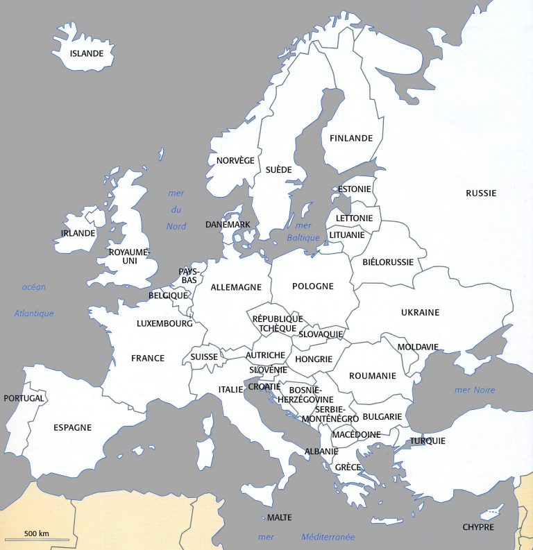 Carte Vierge Pays Europe