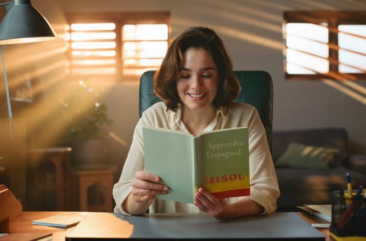 femme qui lit un livre espagnol