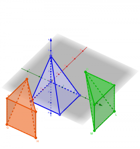 3D - 3 pyramides pour 1 cube - ouvert