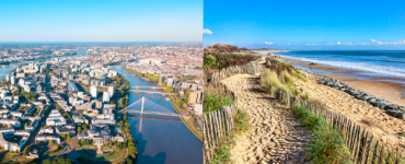 La ville de Nantes et une dune en Bretagne